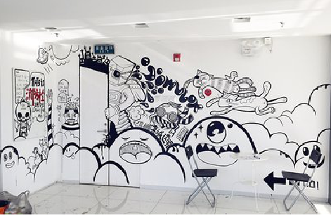 红河手绘墙并非传统涂鸦。